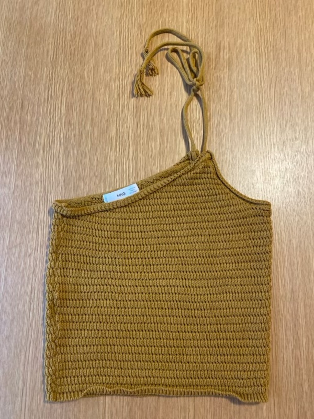 Mango Mustard / Gold Crochet One-Shoulder Camisole